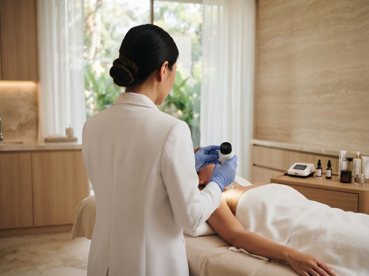 Over-the-shoulder clinical examination by Dr. Kanikar
